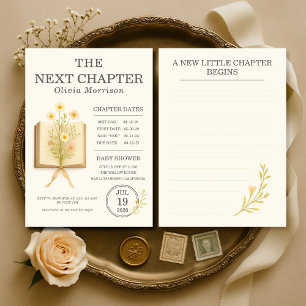 Convite de Chuvade Bebê Floral Livros Próximo Capí