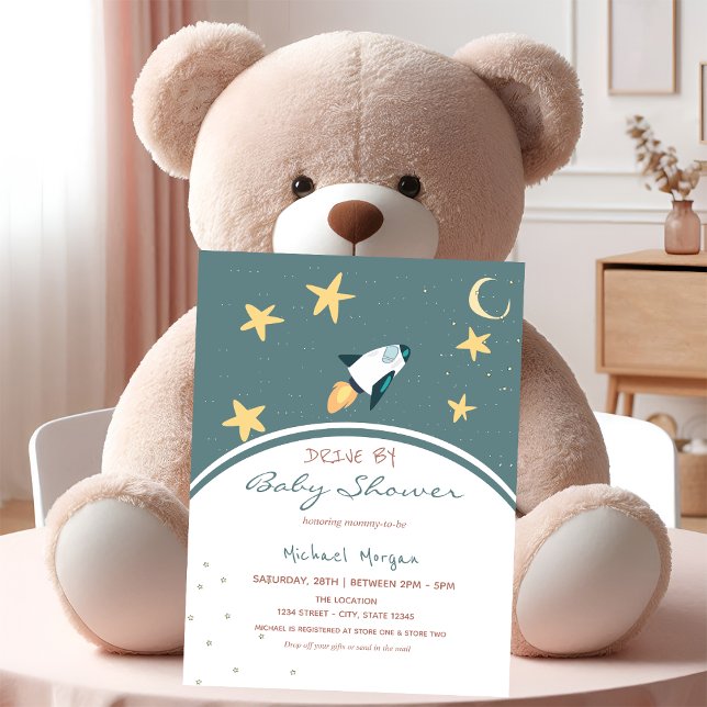 Convite de Chuvade Bebê Passeio de Estrelas Espaci (Criador carregado)