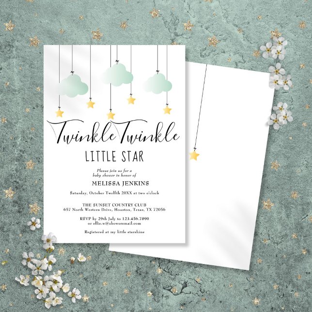 Convite de Chuveirinho de Bebê Twinkle Twinkle Lit (Twinkle Twinkle Little Star Baby Shower Sprinkle Invitation)