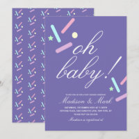 Convite de Chuveirinho Flutuante Minimalista Roxo