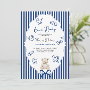 Convite de chuveiro baby blue Ciao bambino