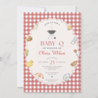 Convite de Chuveiro Baby-Q Modelo Editável Xadrez
