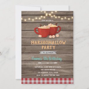 convite de chuveiro de aniversário de marshmallow