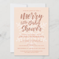 Convite de Chuveiro de Bebê Alegre em Rose Gold
