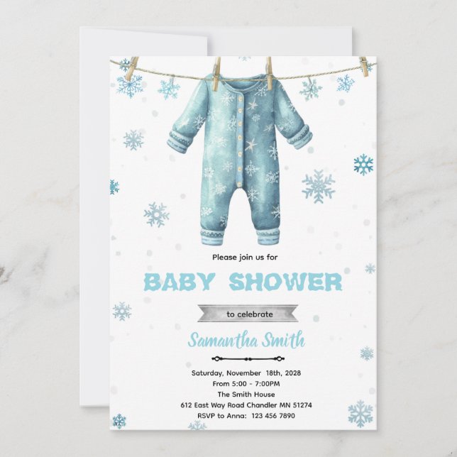 Convite de Chuveiro de Bebê Baby É Frio Lá Fora (Frente)
