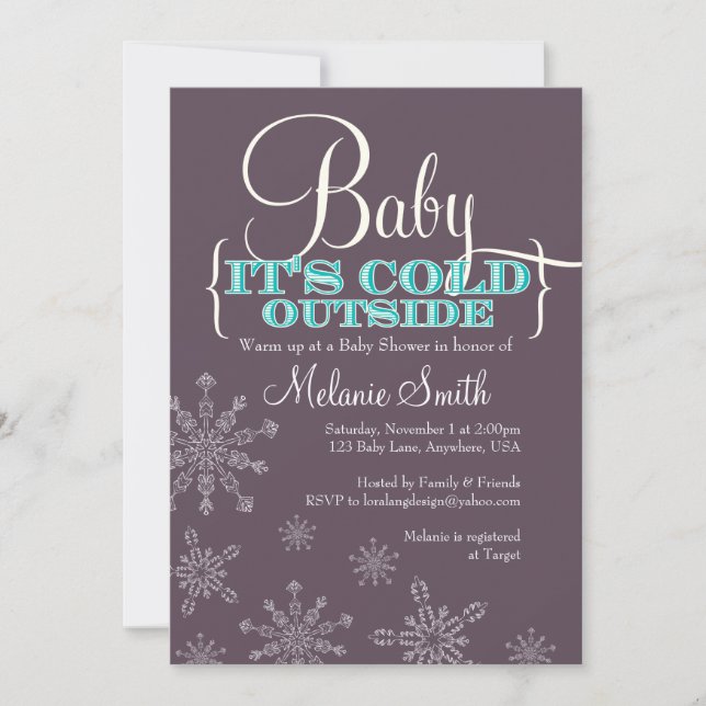 Convite de Chuveiro de Bebê Baby It's Cold Outside (Frente)