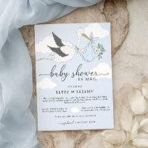 Convite de Chuveiro de Bebê Blue Stork por Correio