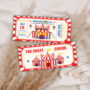 Convite de Chuveiro de Bebê Circo Vintage Vermelho