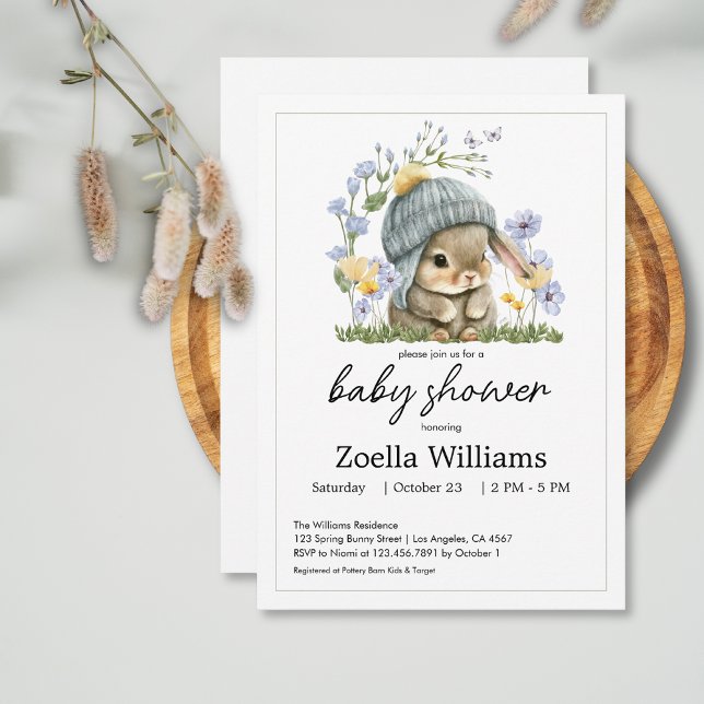 Convite de Chuveiro de Bebê Coelhinho Fofo (Baby Shower Invitation Sweet Little Bunny 6)