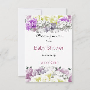 Convite de Chuveiro de Bebê com Buquê Floral Varia