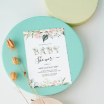 Convite de Chuveiro de Bebê com Letras Florais de 