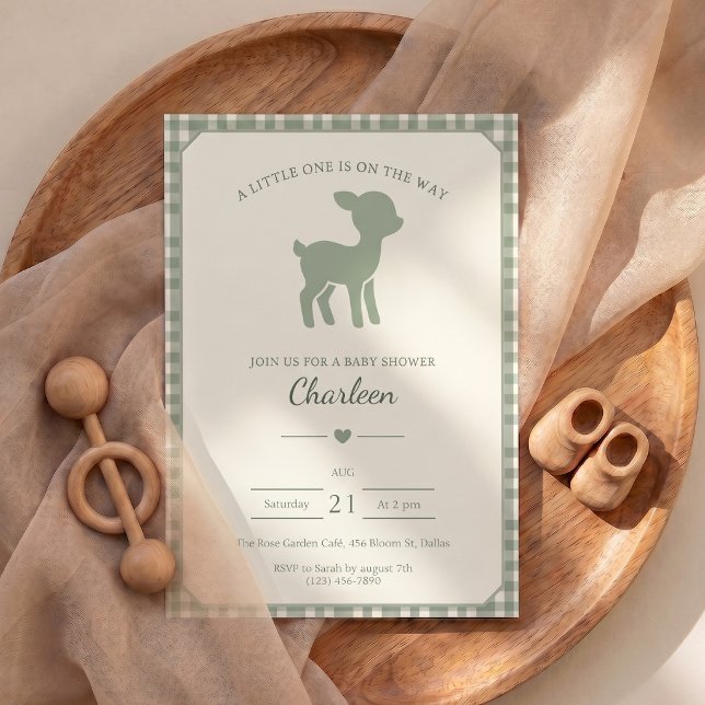 Convite de Chuveiro de Bebê com Veado (Baby Shower Deer Invitation)