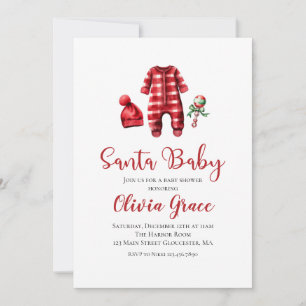 Convite de Chuveiro de Bebê de Natal Santa Baby