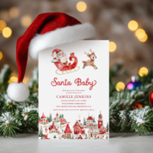 Convite de Chuveiro de Bebê de Natal Santa Baby