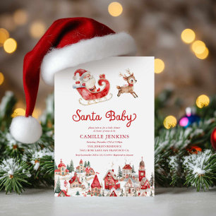 Convite de Chuveiro de Bebê de Natal Santa Baby