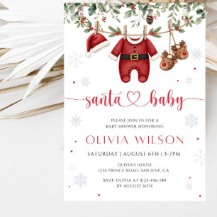 Convite de Chuveiro de Bebê de Natal Santa Baby