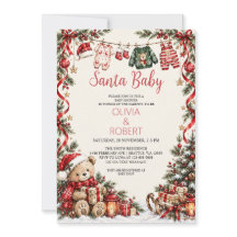 Convite de Chuveiro de Bebê de Natal Santa Baby