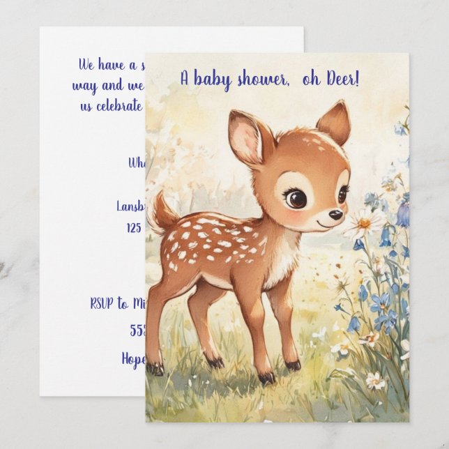 Convite de Chuveiro de Bebê Digital Oh Querido (Frente/Verso)