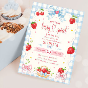 Convite de Chuveiro de Bebê Doce de Frutas Morango