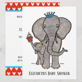 Convite de Chuveiro de Bebê Elefante Fofo Personal