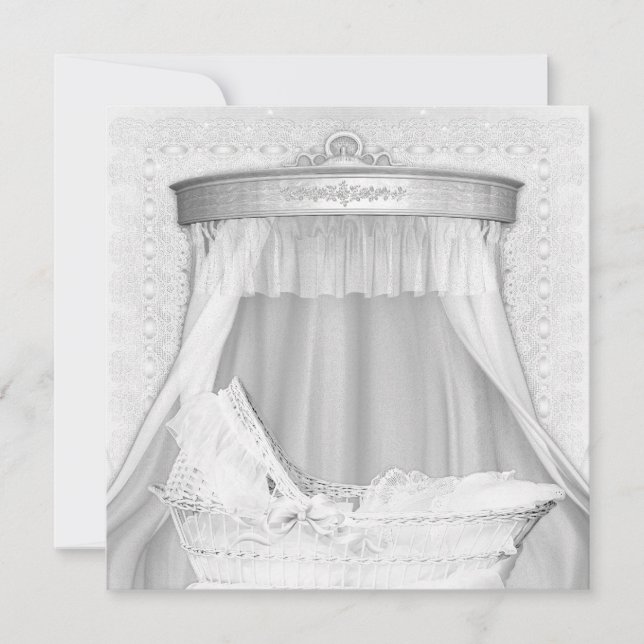 Convite de Chuveiro de Bebê Elegante Branco Puro (Frente)