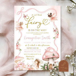 Convite de Chuveiro de Bebê Fada Floral Rosa
