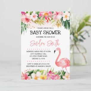 Convite de Chuveiro de Bebê Flamingo