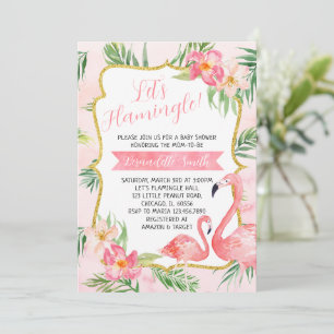 Convite de Chuveiro de Bebê Flamingo