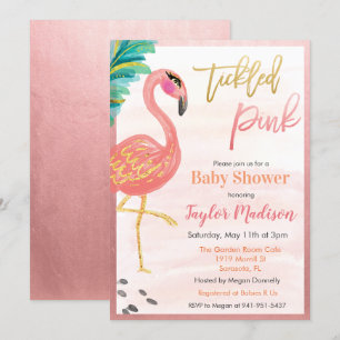 Convite de Chuveiro de Bebê Flamingo Aquarela