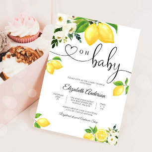 Convite de Chuveiro de Bebê Floral de Limão