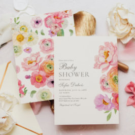 Convite de Chuveiro de Bebê Floral Elegante