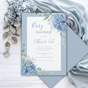 Convite de Chuveiro de Bebê Floral Hortênsia Azul