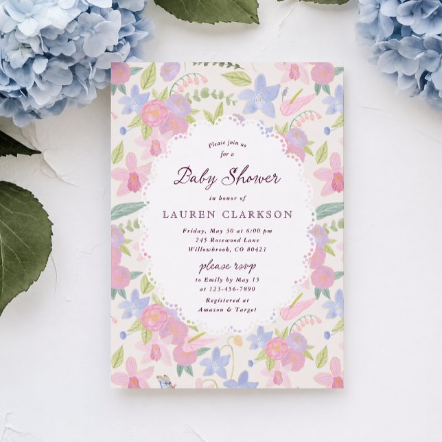 Convite de Chuveiro de Bebê Floral Pastel Capricho (Criador carregado)