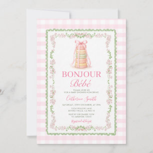 Convite de Chuveiro de Bebê Francês Bonjour Bébé M
