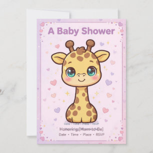 Convite de Chuveiro de Bebê Girafa