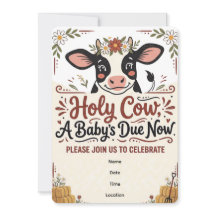 Convite de Chuveiro de Bebê Holy Cow Moo Cow