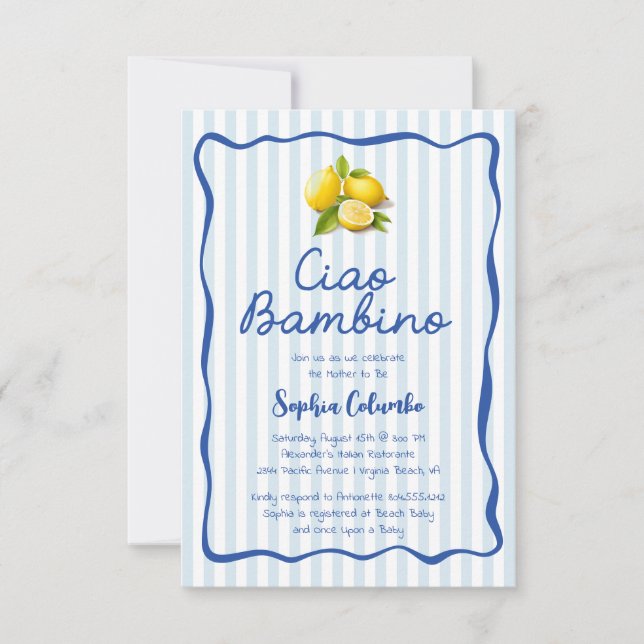 Convite de Chuveiro de Bebê Italian Lemon Cio (Frente)