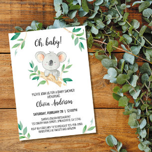Convite de Chuveiro de Bebê Koala, Koala Aquarela