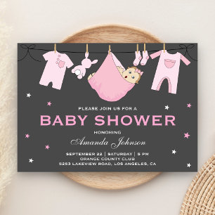 Convite de Chuveiro de Bebê Linha de Roupas de Beb