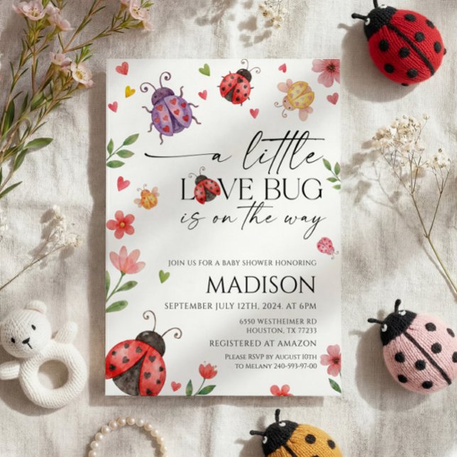 Convite de Chuveiro de Bebê Little Love Bug (Criador carregado)