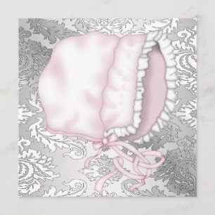 Convite de Chuveiro de Bebê Menina Damask Bebê Ros