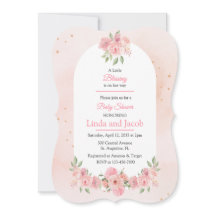 Convite de Chuveiro de Bebê Menina Floral Rosa Cri