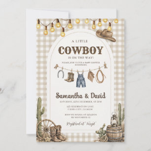 Convite de Chuveiro de Bebê Pequeno Cowboy a Camin