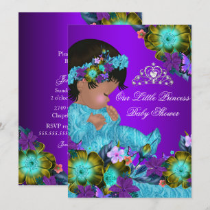 Convite de Chuveiro de Bebê Princesa Azul Turquesa