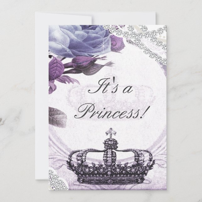 Convite de Chuveiro de Bebê Princesa Vintage Lavan (Frente)