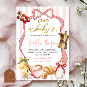 Convite de Chuveiro de Bebê Rosa Blush Coquette Li