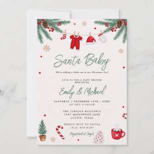 Convite de Chuveiro de Bebê Santa Baby Natal