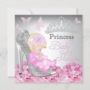 Convite de Chuveiro de Bebê Sapato Brilho Princesa