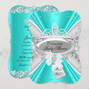 Convite de Chuveiro de Bebê Tiara Princesa Prata T
