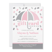 Convite de Chuveiro de Cartão de Presente em Rosa 